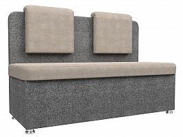 Кухонный прямой диван Маккон 2-х местный (основа рогожка бежевая, компаньон рогожка серая) - Фото предпросмотра