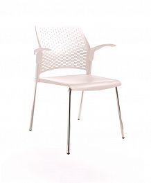 REWIND стул с открытыми подлокотниками каркас хром/пластик белый "Кресла для посетителей"  ТК-001854000017 белый - Фото предпросмотра