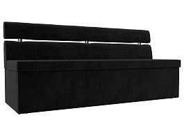 Кухонный прямой диван Классик (полностью велюр черный) - Фото предпросмотра