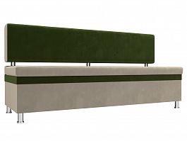 Кухонный прямой диван Стайл (основа микровельвет бежевый, компаньон микровельвет зеленый) - Фото предпросмотра