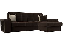 Угловой диван Брюссель правый (полностью микровельвет коричневый) - Фото предпросмотра