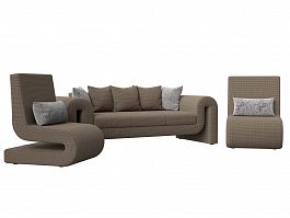 Волна набор 1 - диван, 2 кресла (полностью рогожка корфу 03) - Фото предпросмотра