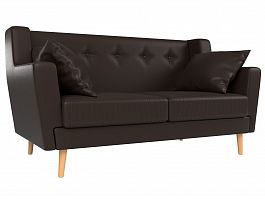 Прямой диван Брайтон 2 (полностью экокожа коричневая) - Фото предпросмотра