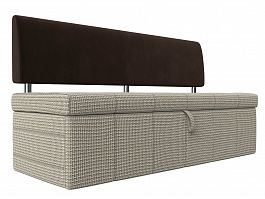 Кухонный прямой диван Стоун (основа рогожка Корфу 02, компаньон микровельвет коричневый) - Фото предпросмотра