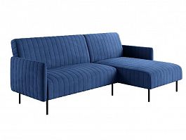 Baccara диван-кровать с шезлонгом, с подлокотниками, бархат синий 29 - Фото предпросмотра