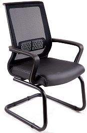 Кресло на полозьях ОПТИМА спинка - сетка черная  / сиденье ткань черная B-14 "Кресла для посетителей"  ТК-002985000246 черный - Фото предпросмотра