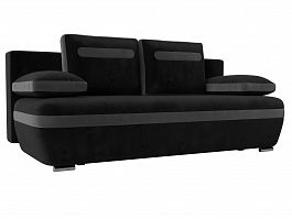 Прямой диван Каир (основа велюр черный, компаньон велюр серый) - Фото предпросмотра