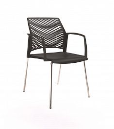 REWIND стул с закрытыми подлокотниками каркас хром/пластик черный "Кресла для посетителей"  ТК-001854000028 черный - Фото предпросмотра