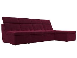 Угловой модульный диван Холидей Люкс (полностью микровельвет бордовый) - Фото предпросмотра