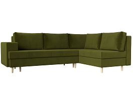 Угловой диван Сильвана правый (полностью микровельвет зеленый) - Фото предпросмотра