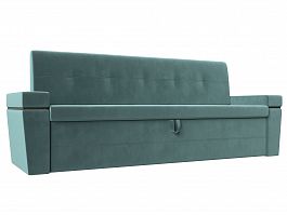 Кухонный прямой диван Деметра (полностью велюр бирюзовый) - Фото предпросмотра