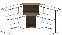 Угловой элемент промежуточный для столов глубиной 60см "Комфорт" К 907 дуб шамони темный - Фото предпросмотра