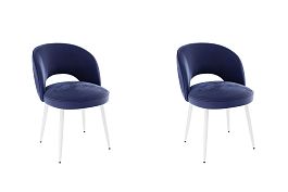 Набор стульев Моли (2 шт.) CHS.N.04.2145 синий (велюр)/белый - Фото предпросмотра
