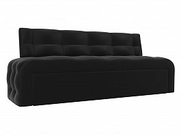 Кухонный прямой диван Люксор (полностью экокожа черная) - Фото предпросмотра