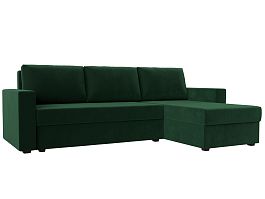 Угловой диван Траумберг Лайт правый (полностью велюр зеленый) - Фото предпросмотра