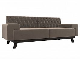 Прямой диван Мюнхен Люкс (полностью велюр коричневый) - Фото предпросмотра