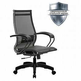 Кресло офисное МЕТТА "К-9" пластик, прочная сетка, сиденье и спинка регулируемые, черное - Фото предпросмотра