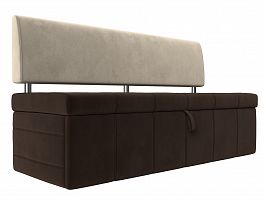 Кухонный прямой диван Стоун (основа микровельвет коричневый, компаньон микровельвет бежевый) - Фото предпросмотра