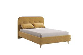Кровать с основанием Лео 120х200 см KM1.2-19.2349 медовый (велюр)/графит (велюр) - Фото предпросмотра