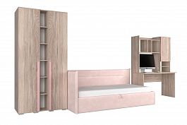 Комплект детской мебели Лайк К44 КД44Лайк.2201 дуб мария/роуз/нежно-розовый (велюр) - Фото предпросмотра