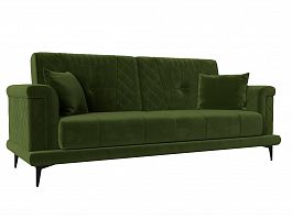 Прямой диван Неаполь (полностью микровельвет зеленый) - Фото предпросмотра