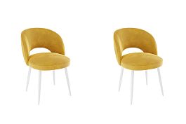 Набор стульев Моли (2 шт.) CHS.N.04.2110 желтый (велюр)/белый - Фото предпросмотра