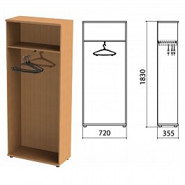 Шкаф (каркас) для одежды "Эко", 720х355х1830 мм, бук бавария, 402897, 402897-550 - Фото предпросмотра