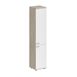 Шкаф высокий Sigma 400х400х1955, з.ст ЛДСП, правый / корпус: дуб светлый;  фасады: белый - Фото предпросмотра