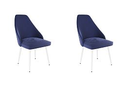 Набор стульев Милан (2 шт.) CHS.N.05.2145 синий (велюр)/белый - Фото предпросмотра
