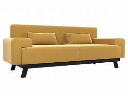 Прямой диван Мюнхен (полностью микровельвет желтый) - Фото предпросмотра
