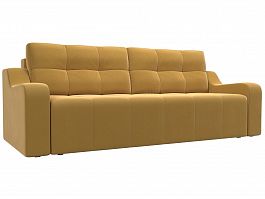 Прямой диван Итон (полностью микровельвет желтый) - Фото предпросмотра