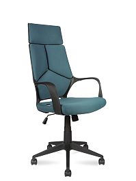 Кресло офисное / IQ / (black plastic blue) черный пластик / голубая ткань - Фото предпросмотра