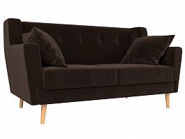 Прямой диван Брайтон 2 (полностью микровельвет коричневый) - Фото предпросмотра