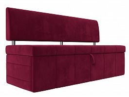 Кухонный прямой диван Стоун (полностью микровельвет бордовый) - Фото предпросмотра