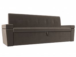 Кухонный прямой диван Деметра (полностью велюр коричневый) - Фото предпросмотра