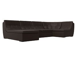 П-образный модульный диван Холидей (полностью экокожа коричневая) - Фото предпросмотра