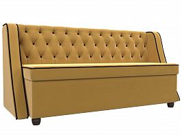 Кухонный прямой диван Лофт (основа микровельвет желтый, кант микровельвет коричневый) - Фото предпросмотра