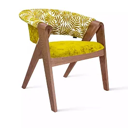 Кресло Lars, дуб натуральный, ткань, желтый - Фото предпросмотра