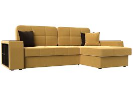 Угловой диван Брюссель правый (полностью микровельвет желтый) - Фото предпросмотра