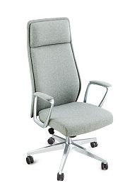 Кресло офисное / Liverpool grey fabric / алюминиевая  база / серая ткань - Фото предпросмотра