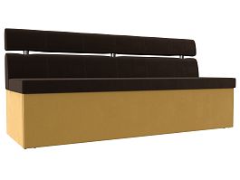 Кухонный прямой диван Классик (основа микровельвет коричневый, компаньон микровельвет желтый) - Фото предпросмотра