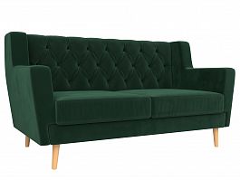 Прямой диван Брайтон 2 Люкс (полностью велюр зеленый) - Фото предпросмотра
