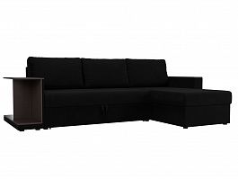Угловой диван Атланта С правый (полностью микровельвет черный) - Фото предпросмотра