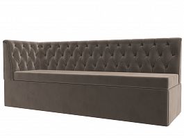 Кухонный диван Маркиз с левым углом (полностью велюр коричневый) - Фото предпросмотра
