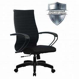 Кресло офисное МЕТТА "К-19" пластик, ткань-сетка, сиденье и спинка мягкие, черное - Фото предпросмотра