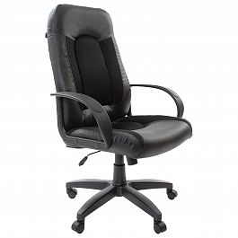 Кресло офисное BRABIX "Strike EX-525", экокожа черная, ткань черная, TW, 531381 - Фото предпросмотра