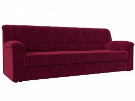 Прямой диван Карелия (полностью микровельвет бордовый) - Фото предпросмотра