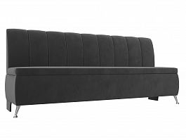 Кухонный прямой диван Кантри (полностью велюр серый) - Фото предпросмотра