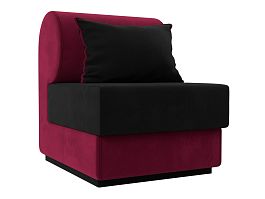 Кресло Кипр (основа микровельвет черный, компаньон микровельвет бордовый, подушка микровельвет черный, кант бордовый) - Фото предпросмотра