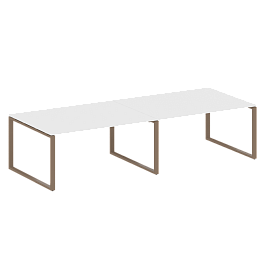 Metal System Перег. стол (2 столешницы) на О-образном м/к БО.ПРГ-2.4 Белый/Мокко металл 3200*1235*750 - Фото предпросмотра